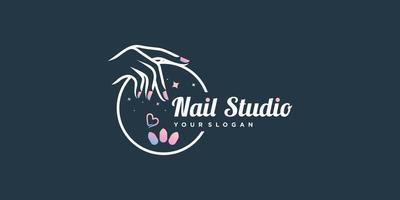 Nagelschönheits-Logodesign mit kreativem Elementstil für modischen Premium-Vektor vektor