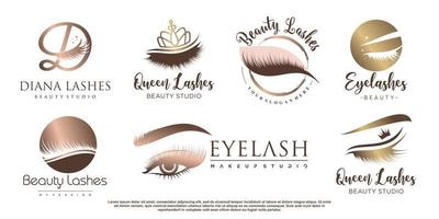 Wimpern-Symbol-Logo-Design mit kreativem Beauty-Element-Stil Premium-Vektor vektor