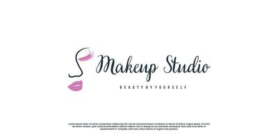 Make-up-Schönheits-Logo-Design mit Lippen-Konzept-Premium-Vektor vektor