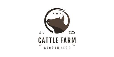 Rinderfarm-Logo-Design mit kreativem Konzept-Premium-Vektor vektor