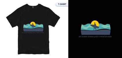 T-Shirt-Design. Surf-T-Shirt-Design. Typografie, T-Shirt-Grafiken, Druck, Poster. T-Shirt Stock Vektor Illustration. globale Muster.