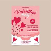 glückliche valentinstagplakate. Vektor elegante Vorlage eines Posters für eine Party am Valentinstag mit Papierherzen. broschürendesign für werbeflyer oder umschläge im a4-format.