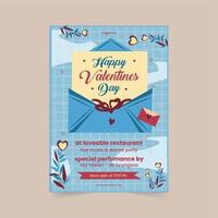 glückliche valentinstagplakate. Vektor elegante Vorlage eines Posters für eine Party am Valentinstag mit Papierherzen. broschürendesign für werbeflyer oder umschläge im a4-format.