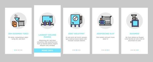 Onboarding-Symbole für die Schokoladenproduktion setzen Vektor