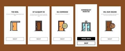 innerdörrar typer onboarding ikoner som vektor
