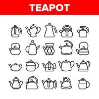 Teekanne Küchenutensilien Sammlung Icons Set Vektor
