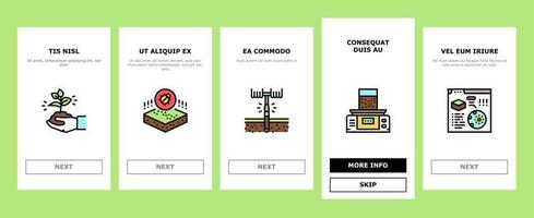 bodenprüfung natur onboarding icons set vektor
