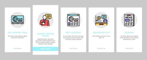 nachrichtensendung onboarding icons set vektor