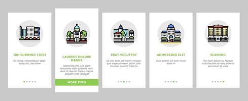 stad konstruktion och landskap onboarding ikoner som vektor
