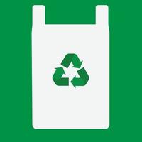 Plastiktüte mit Recycling-Schild. Baumwolltasche mit Recycling-Symbol. flacher Stil. sagen sie nein zum konzept der plastiktüten. Plastiktüte-Symbol. vektor