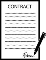 Vertragsunterzeichnungssymbol auf weißem Hintergrund. Vereinbarung und Unterschriftssymbol. Konventionssymbol. flacher Stil. vektor