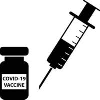 coronavirus covid-19 vaccin flaska ikon på vit bakgrund. injektion tecken. platt stil. vaccin symbol. vektor