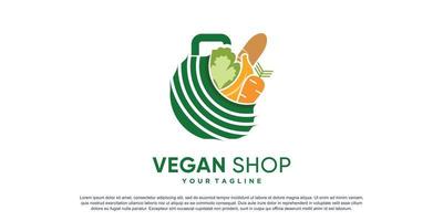 veganes Shop-Logo mit kreativem Elementkonzept Premium-Vektor vektor