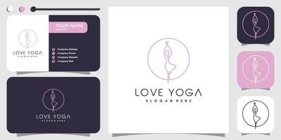 Yoga-Logo-Design mit einzigartigem Linienkunstkonzept Premium-Vektor vektor