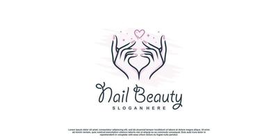 nail beauty logo design med kreativa element stil för mode premium vektor