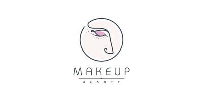 Make-up-Schönheits-Logo-Design mit Lippen-Konzept-Premium-Vektor vektor