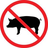 Fleisch auf weißem Hintergrund verboten. Zeichen für verbotene Schweine. kein Schweinefleisch-Logo. Schweine verbotenes Symbol. vektor