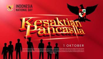 indonesischer Nationalfeiertag. 1. Oktober, fröhlicher Tag der Heiligkeit von Pancasila. geeignet für grußkarten, poster und banner vektor