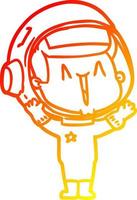 varm lutning linjeteckning glad tecknad astronaut vektor