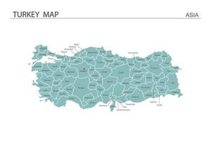 Turkiet karta vektorillustration på vit bakgrund. karta har alla provinser och markera huvudstaden i Turkiet. vektor