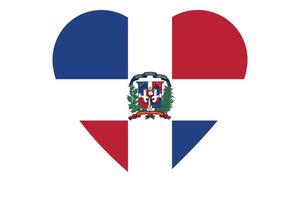 Herzflaggenvektor der Dominikanischen Republik auf weißem Hintergrund. vektor