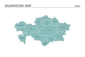 kazakstan karta vektorillustration på vit bakgrund. karta har alla provinser och markera huvudstaden i Kazakstan. vektor