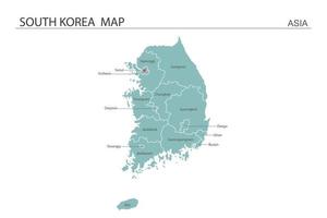 Südkorea-Kartenvektorillustration auf weißem Hintergrund. Karte hat alle Provinzen und markiert die Hauptstadt von Südkorea. vektor