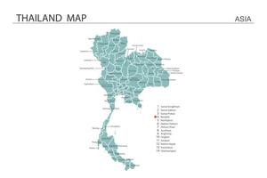 thailand karta vektorillustration på vit bakgrund. kartan har alla provinser och markerar huvudstaden i thailand. vektor