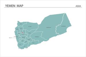 Jemen karta vektorillustration på vit bakgrund. karta har alla provinser och markera huvudstaden i Jemen. vektor