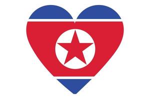 Herzflaggenvektor von Nordkorea auf weißem Hintergrund. vektor