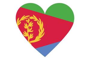 Herzflaggenvektor von Eritrea auf weißem Hintergrund. vektor