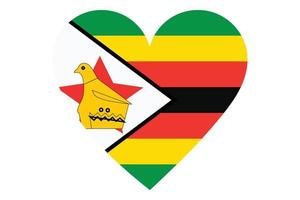 Herzflaggenvektor von Simbabwe auf weißem Hintergrund. vektor