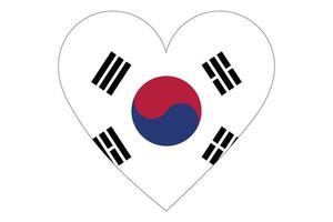 Herzflaggenvektor von Südkorea auf weißem Hintergrund. vektor