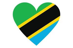 Herzflaggenvektor von Tansania auf weißem Hintergrund. vektor