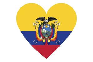 Herzflaggenvektor von Ecuador auf weißem Hintergrund. vektor