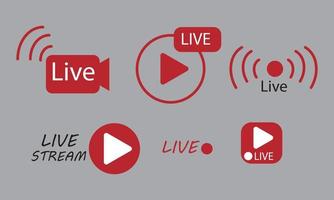 Live-Streaming-Symbol in roter Farbe Vektorsymbol für Online-Live-Videos vektor