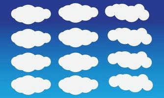 samling av moln vektor på en blå bakgrund illustration