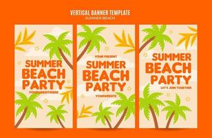 sommertag - strandparty-webbanner für vertikales plakat, banner, raumbereich und hintergrund der sozialen medien vektor