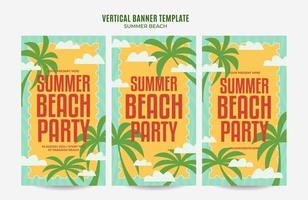 sommardag - strandfest webbbanner för sociala medier vertikal affisch, banderoll, rymdområde och bakgrund vektor