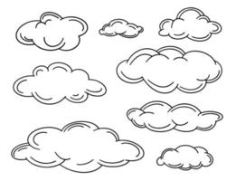 Reihe von Umrisswolken im Line-Art-Stil. einfache Vektorillustration. vektor