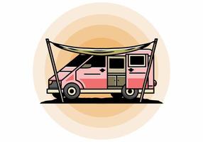 van camper und flysheet illustrationsdesign vektor