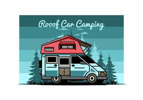 camping auf dachautoillustrationsdesign vektor