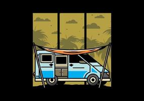 van camper und flysheet illustrationsdesign vektor