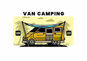 van camper und flysheet illustrationsdesign vektor