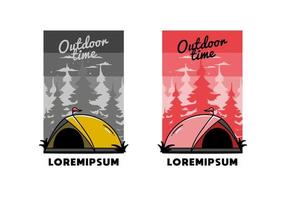 kuppelzelt camping illustration abzeichen design vektor