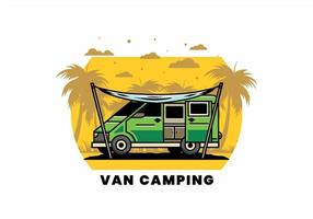 van camper und flysheet illustrationsdesign vektor