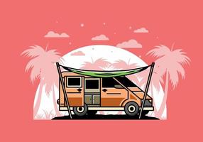 van camper und flysheet illustrationsdesign vektor