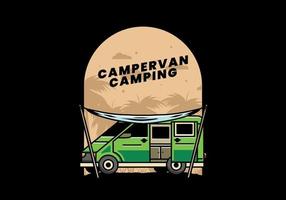 van camper und flysheet illustrationsdesign vektor