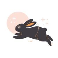 söt kanin med astrologielement. kaninens år vektor