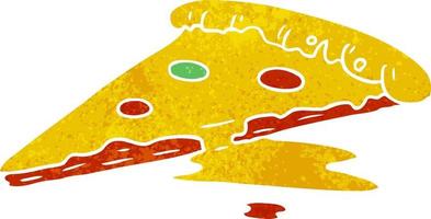 Retro-Cartoon-Doodle von einem Stück Pizza vektor